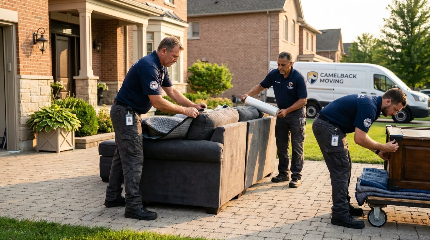 Large estate moving crew wrapping furniture in Avilla, IN